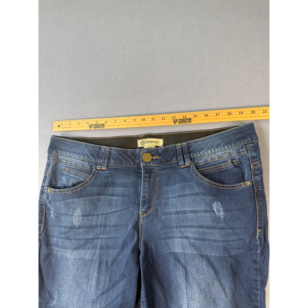 Democracy Ab Technology Dark Wash Distressed Cropped Jeans Womens 18W Blue - Picture 3 of 5